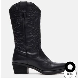 STEVE MADDEN HAYWARD BLACK LEATHER cowboy boot size 7, women’s.